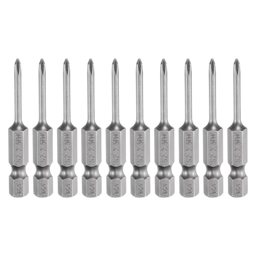 QUARKZMAN 10Pcs Embout de Tournevis Cruciforme Phillips #0 Ph0 Tige Hexagonale de 1/4 Longueur de 50mm en Acier S2 Magnétique pour Tournevis Électrique 2.5mm de Diamètre de Tige