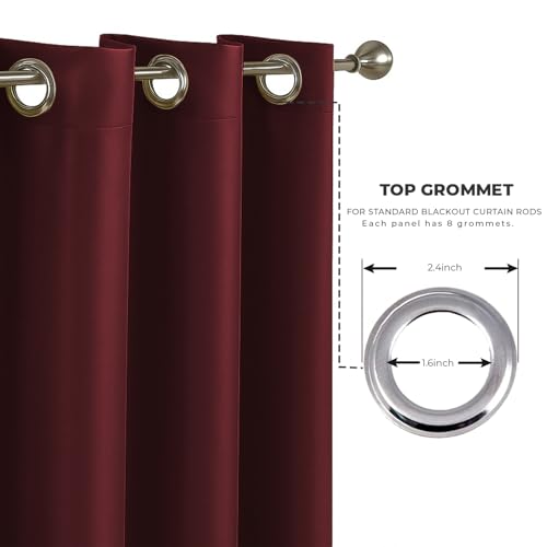 Image of LINENWALAS 100% True Blackout Solid Curtains (5 Feet)-Set of 2 Panels|Complete Light Block|Thermal Insulated & Noise Reducing Room Darkening Curtains for Living Room & Home Decor (Aesthetic Maroon)
