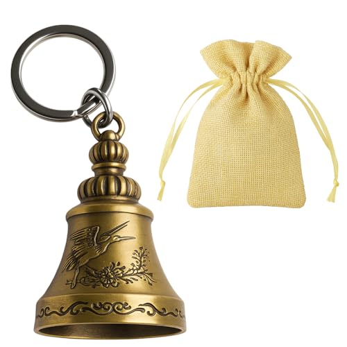 Image of FOSSE Metal Guardian Bell Keychain For Bike /Car | Tibetan Key Chain Good Luck Key Chain (1 Pc), Gold