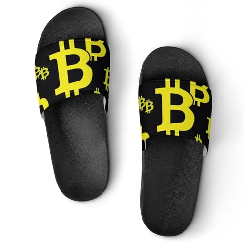 Bitcoin Sign Icons PVC Slippers Sandals for Women Men Open Toe Soft Cushioned Non-Slip Sandal for Indoor Outdoor