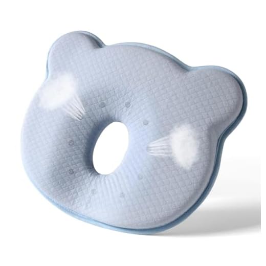 Hoovcmg Memory Foam Baby Pillow,Cute Cartoon Bear Soft and Cozy Pillow, Breathable Bedding Set for Infants for Small Boys and Girls Prevent Flat Head