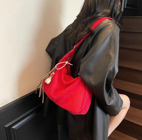 Slouchy Suede Hobo Bags Women Underarm Shoulder Bag Crescent Crossbody Purses Satchels Travel Top-Handle Tote Handbag 20252