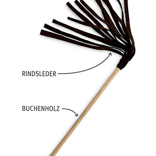 Kater Kasimir Leather fronds with beech handle and leather straps. Handmade in Germany with love, brown, 45 cm - Image 4