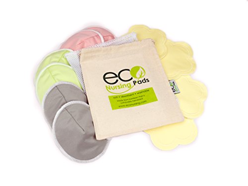 Contoured Washable Reusable Bamboo Nursing Pads, Organic Bamboo Breastfeeding Pads, Ultra-Soft Velvet Flower Pads, 10 Pack With 2 Pouches & E-Book #TOP1