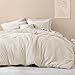 Litanika King Size Comforter Set Beige, 3 Pieces Cream Tufted Boho Farmhouse Bedding Comforter Sets, Lightweight Fluffy Comforter Bed Set for All Season (104x90In Comforter and 2 Pillowcases)