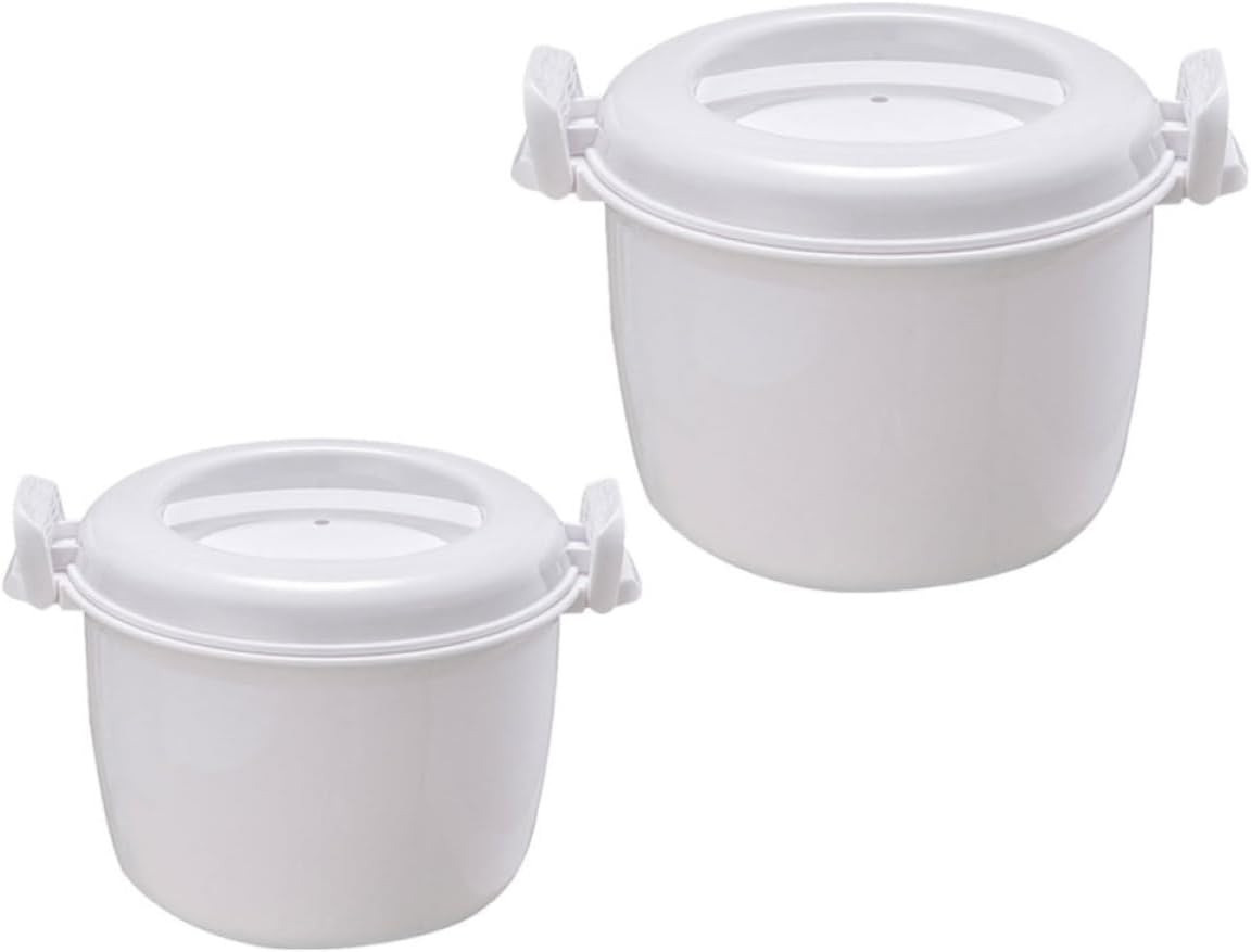 Microwave Rice Cooker Set 2Pcs Large Capacity Plastic with Handle