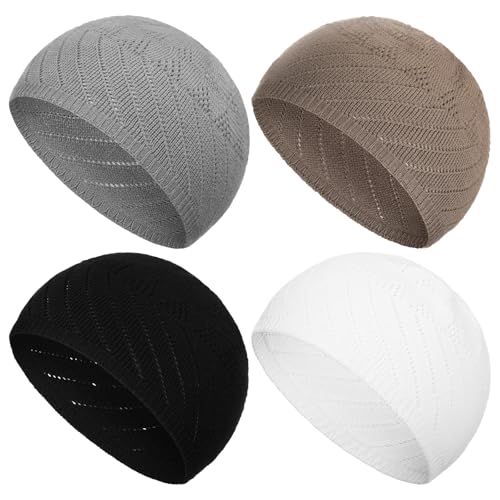 Image of Boyiee Kufi Hat for Men Muslim Knit Kufi Cap Crochet Beanie Skull Beanie African Hat for Men Women