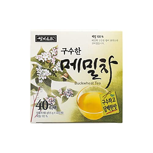 SSANGGYE Buckwheat Tea 1.5g x 40 Tea Bags Premium Herbal Tea Hot Cold Caffeine-free Herb Great Daily Drink and Gift Sobacha Memilcha そば茶 苦荞茶 4 Seasons Made in Korea