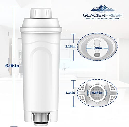 GLACIER FRESH DLSC002 Coffee Filter, Compatible with DeLonghi DLSC002, SER3017, 5513292811, 9310926, ECAM, ETAM, Esam, BCO, EC, BCO400, EC800 etc, 2 Pack