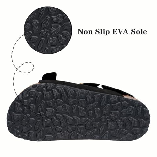 Image of ZUSERIS Kids Toddler Sandals Boys Girls Cork Footbed Sandal Comfort Double Buckle Slip On Slippers with Adjustable Back Strap
