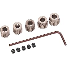 Horoper 48DP Pinion Gear Set, 15T 16T 17T 18T 19T Premium 7075 Aluminium Alloy Metal Pinion Motor Gear Set, Pitch Gears 1/10 RC Model with 5mm Shaft Hex Key