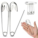 LETORIA 5 Pcs 5.5 Inch Heavy Duty Safety Pins for Thick Fabric Stainless Steel Jumbo Extra Large Safety Pins Big Giant for Clothes Blankets Crafts and Decorations Outdoor (Silver)