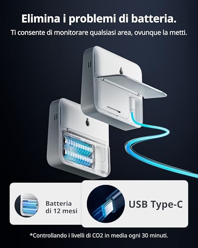 Switchbot Rilevatore Di CO2 Wlan, Misuratore Di CO2 Con Termometro IP65, Igrometro E Hub Mini Mater, Misuratore Di Qualità Dell'aria Con Allarme CO2, Sensore Bluetooth CO2 Con App, 2 Anni Di Memoria - 7