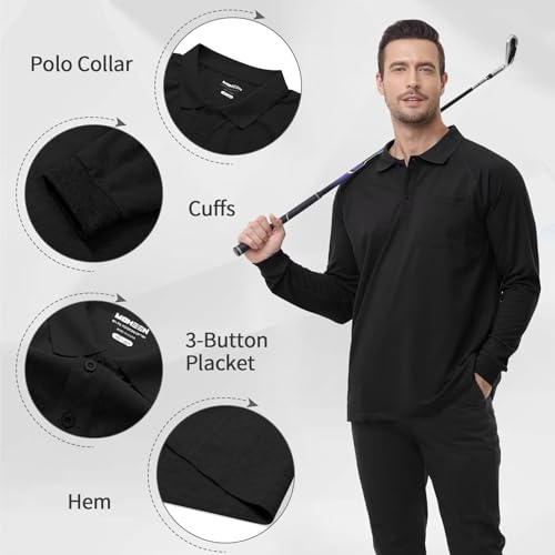 Men's Golf Polo Shirts M-6XL, Cotton Blend Moisture Wicking Performance Casual Collared Shirts2