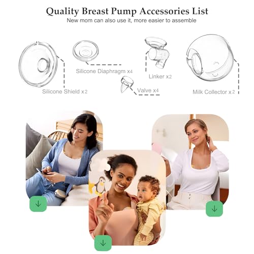 Image of Wearable Breast Pump Parts Milk Collector Cup Flange 24mm Compatible with Momcozy /TSRETE S9 /S10 /S12 Breast Pump Replacement Parts Accessories, 2 Sets, Extra Duckbill Valve&Silicone Diaphragm