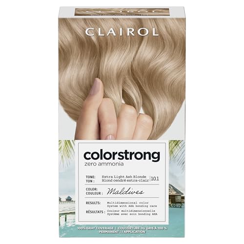 Clairol ColorStrong Permanent Zero Ammonia Hair Dye, 10.1 Extra Light Ash Blonde – Maldives Hair Color, Pack of 1
