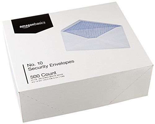 Amazon Basics #10 Security Tinted Business Envelopes for Documents and Invoices, Quality Seal, 4-1/8" x 9-1/2", White, Pack of 500 - image 6