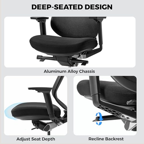 Image of EUREKA ERGONOMIC Lira Office Chair, Ergonomic Desk Chair with 3D Armrests, Adjustable Seat Depth, Mesh Computer Chair with Lumbar Support for Home Office(Black)