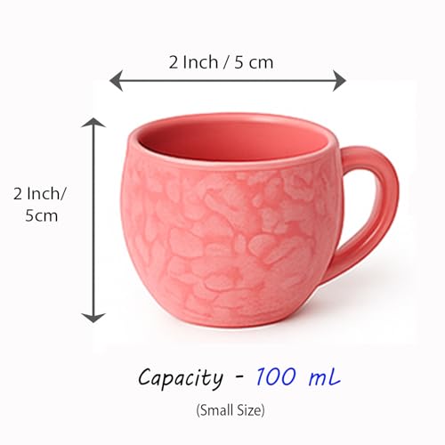 Image of D'Maiolica Pink Kuliya Shape Tea Cups Set of 12 Microwave and Dishwasher Safe, Ceramic Small Tea /Chai /Coffee Cups Perfect for Every Occasion Capacity - 110 ml Each (Pink, Pack of 12, Small)