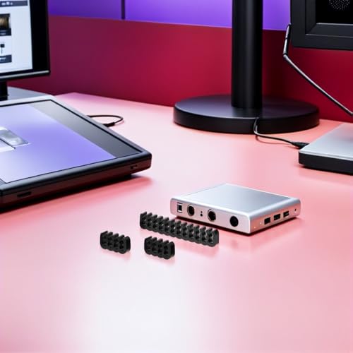 24 piezas organizador de cables plástico con peines para escritorio, soporte de cables negro de PP para gestión de cables bajo escritorio y uso doméstico miniatura 5