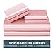 Pothuiny 6 Piece King Size Bed Sheet Set, Blush Pink Satin, Fitted + Flat + 4 Pillowcases