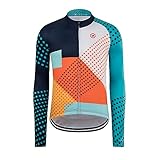 GCRFL Winter Men's Cycling Jersey Long Sleeve Cold Weather Cycle Tops Cycling Jacket Thermal Fleece Bike Shirts Zipper Pocket (Navy Green, L)