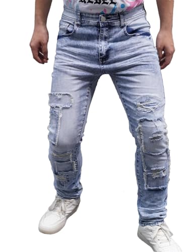 Men's Classic Style Distressed Patchwork Jeans Breathable and Comfortable Various Styles Available