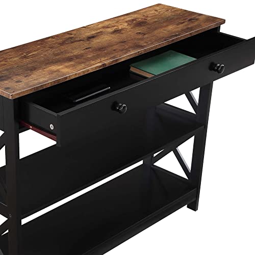 Image of Convenience Concepts Oxford Console Table, Barnwood /Black