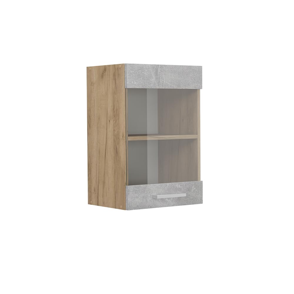 Vicco Glass kitchen cabinet Raul, Concrete, 40 cm