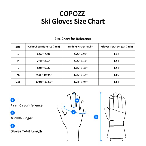 Image of COPOZZ Ski Gloves Men Women, 3M Thinsulate Insulated Thermal Snow Gloves Windproof Winter Gloves Breathable Snowboard Gloves