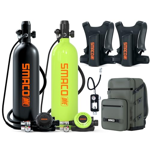 SMACO S700 Plus Dual Mini Scuba Tank 1.9L Kit with Scuba Tank Backpack