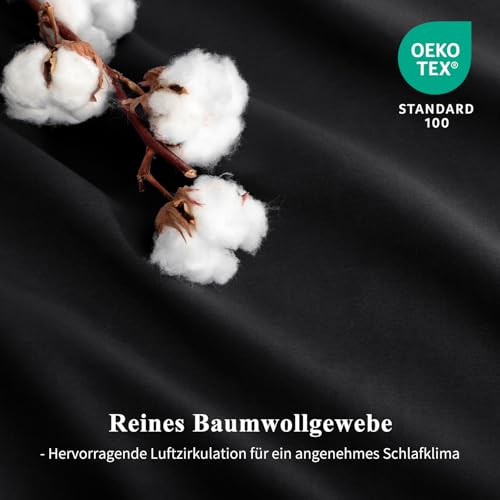 Aisbo Kissenbezug 80x80 Baumwolle 2er Set - weiche Kopfkissenbezug 80 x 80 Schwarz mit Reißverschluss, 80x80cm Pillow Cover Pillowcase – Ansicht 4