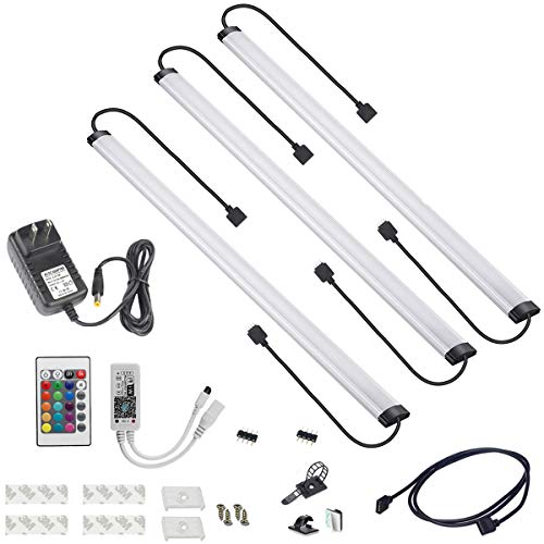 LAIFUNI LED Smart Under Cabinet Lighting - Dimmable Under Counter Lights,20 Inch Panel,RGB,WiFi Controlled,Multicolor Lamps with Remote Control and Compatible with Alexa,Google Assistant (3 Pack Kit)