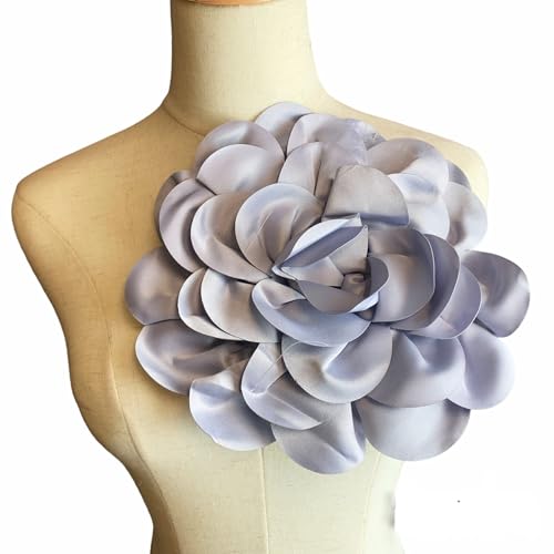 Image of Heyiwell Large Satin Fabric flower for Brooch Pin Wedding Party Dance Dress Suit Clothes Head Hair Accessories DIY Decor 9.45 inchInch