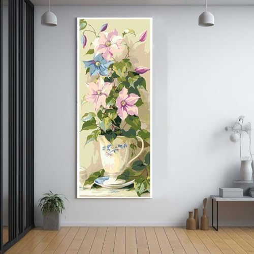 Décor mosaïque mural A60 contre le stress grâce au diamond painting fleurs géant à strass
