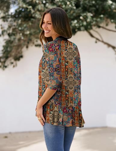 Image of Zeagoo Women's Open Front Cardigan 2026 Spring Summer Lightweight 3 /4 Sleeve Draped Ruffles Cardigans S-3XL