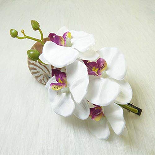 DAWEIF Women Artifical Butterfly Orchid Flower Hair Clip Bridal Wedding Party Beach Hair Piece Accessories