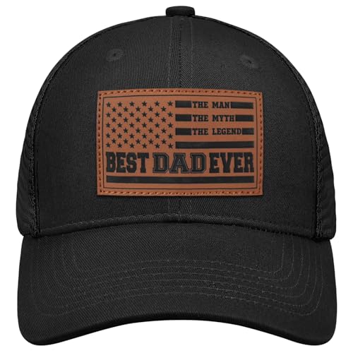 Image of World's Best Dad Ever Trucker Hat Baseball Cap Fathers Day Birthday Gifts for Dad from Daughter Son Black Fathers Day Hat