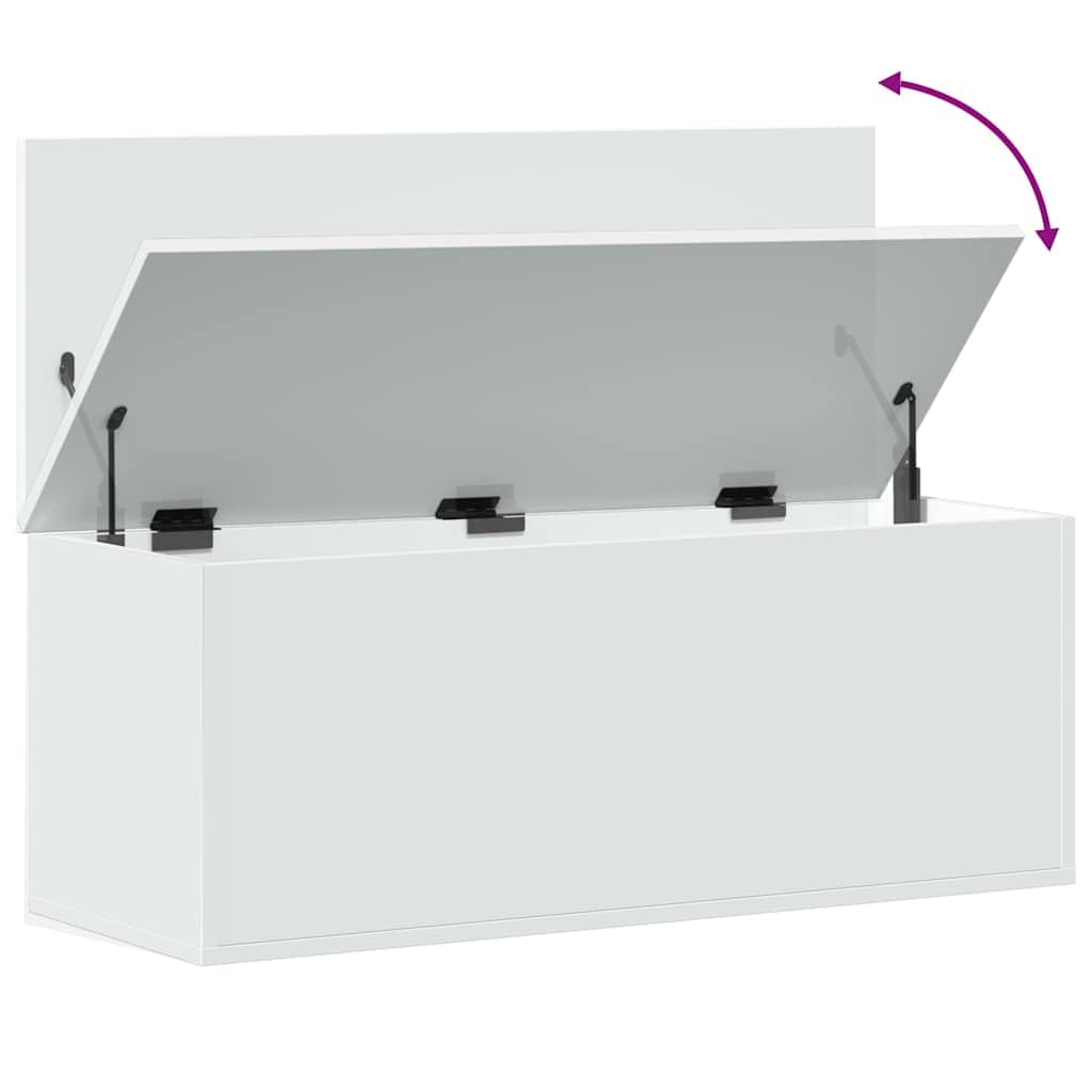vidaXL Caja de almacenaje Madera de ingeniería Blanco 90x35x35 cm, Caja de Mantas, Cofre de Almacenamiento, baúl de Juguetes, Caja de Juguetes