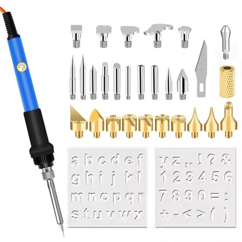 Wood Burning Tips, 28PCS Stippling Tool Brass Tip Set for Wood Pyrography, Leather, Compatible with Walnut Hollow Pen, for Carving & Embossing, DIY Art Projects