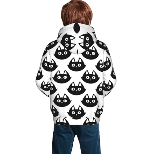 Black Cats Kid Hoodies Boys Sweatshirts Girls Pullover with Pocket4