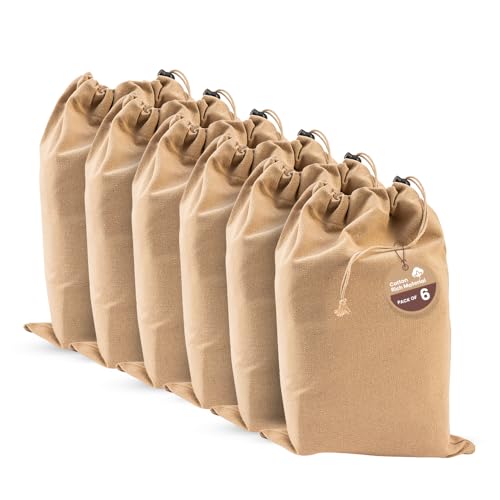 Image of LFH Cotton Rich Shoe Storage Bags with Drawstring, Dustproof Breathable Reusable Organizer, Perfect For Travel, Dorm, Hotel, College, Gym, Easy to Carry, Machine Washable 12 inchx17 inch (Pack of 6) - Beige