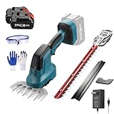 tasco di erba a cordone da 2 in 1 e taglio della siepe, piccolo trimmer di arbusti elettrici con guanti, occhiali e batterie da 2 x 3000 mah, trimmer con i rulli, per il prato