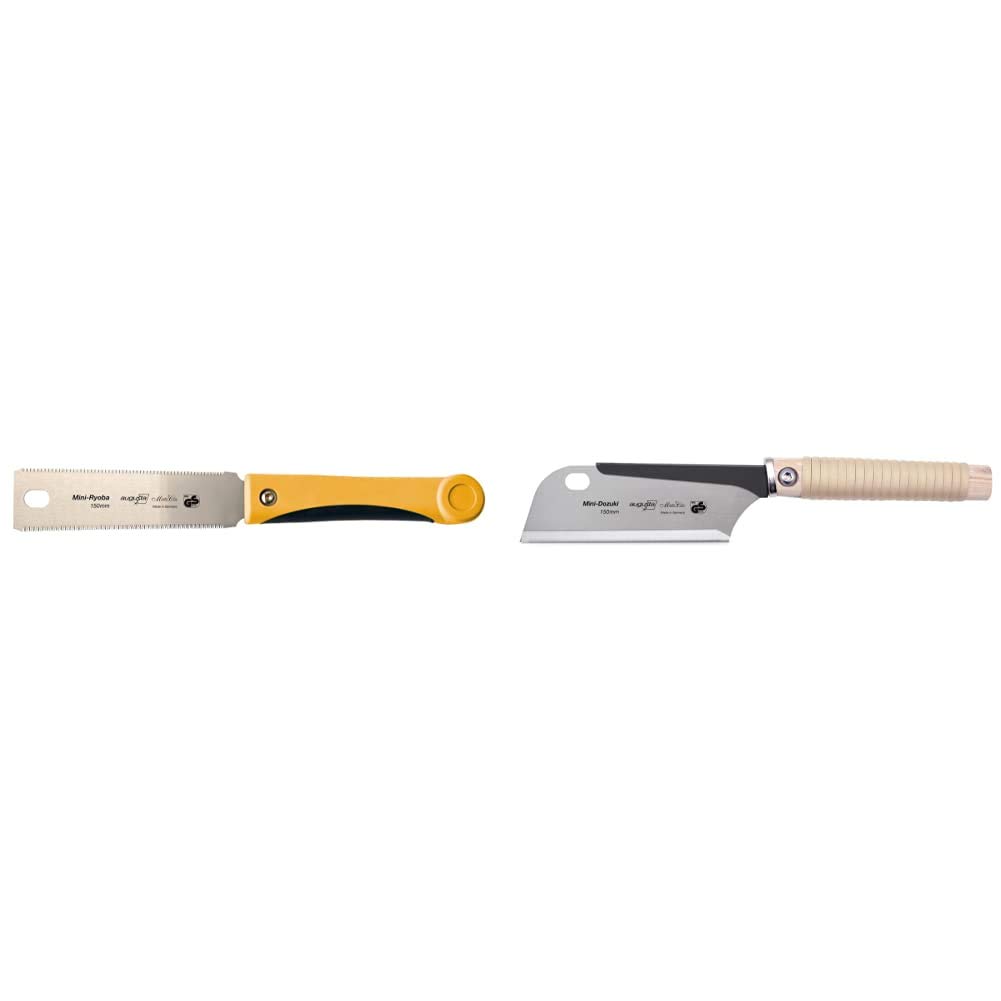 Augusta 44013 150 Ama - Sega Giapponese Comfort, Modello: Mini Ryoba, 150 Mm, Per Tagli A Filo Fini E Grossolani & 44011 150 Ama - Sega Giapponese Mini Dozuki, 150 Mm, Forma Tradizionale