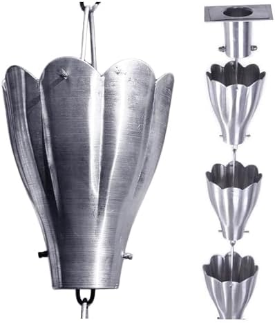 Nutshell Stores XL Scallop Cups Rain Chain - Aluminum - 10 Feet