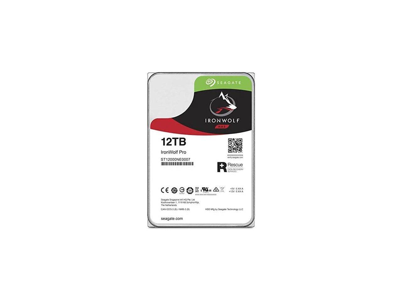 Seagate IronWolf Pro ST12000NE008 - Disco rigido interno NAS da 12 TB HDD, 3,5", 7200 giri/min, CMR, 256 MB di cache, SATA 6 GB/S, colore: Argento