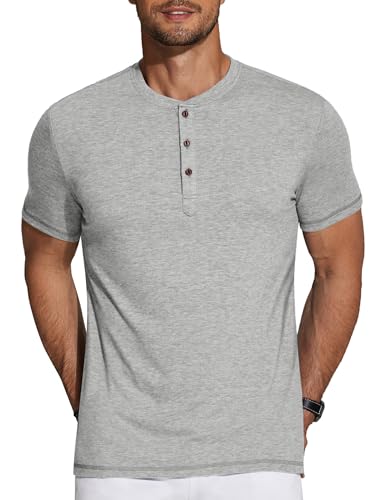 Image of COOFANDY Men's Henley Shirts Short Sleeve Casual Basic Tee Summer Button Henley Soild T Shirts