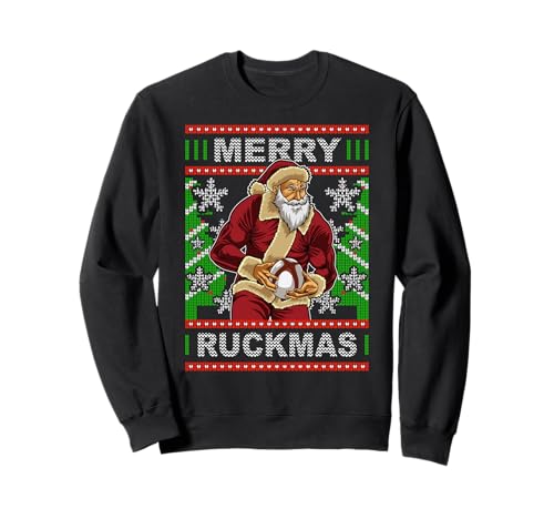 Rugby Ugly Christmas Santa "Merry Ruckmas" Rugger Weihnachts Sweatshirt