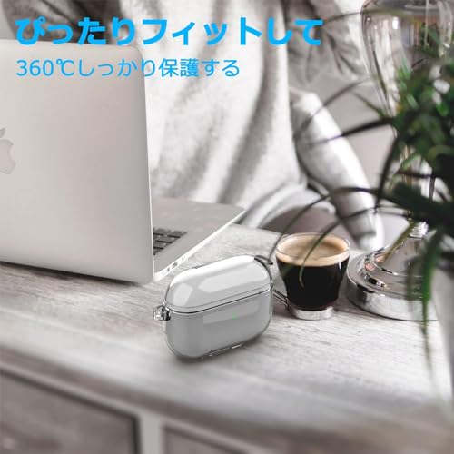 YOFITAR AirPods Pro 2/AirPods Pro (2024/2023/2022/2019)用 ケース クリア エアーポッズ プロ第2世代 用 TPUケース 分離式 全面保護カバー 落下防止 耐衝撃 防塵 装着充電可能 防水 カラビナ付き の商品画像 5