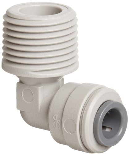 John Guest Acetal Copolymer Tube Fitting, Rigid Elbow, 1/4" Tube OD x 1/4" NPTF Male (Pack of 10)